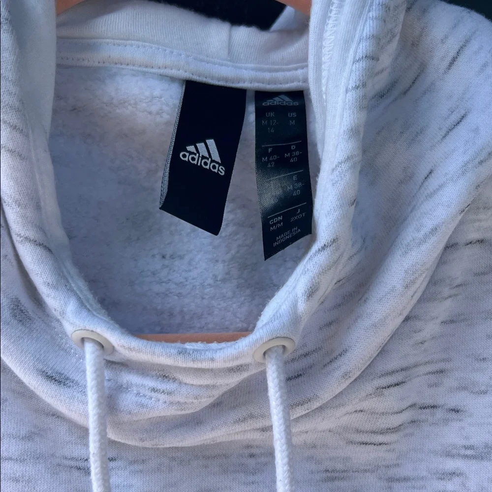 Adidas Heathered White Hoodie with Black Logo - Picture 4 of 7